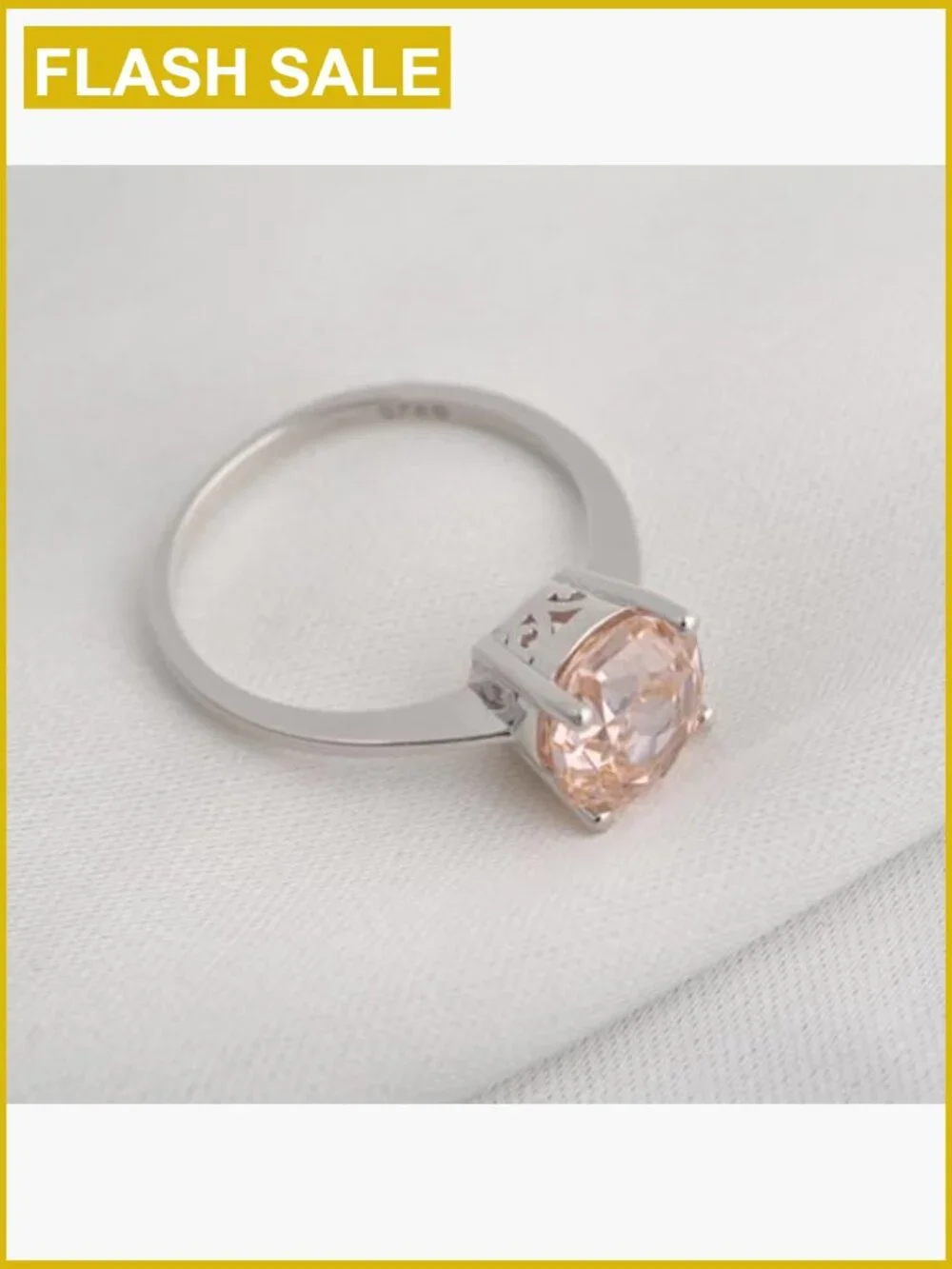 Octagonal Cut Solitaire Ring - Rose Gold Plated 925 Sterling Silver Wedding Band